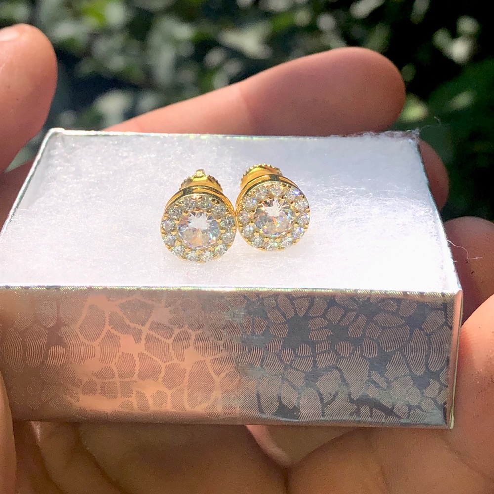 🔥 14k gold vermeil lab diamond stud earrings 🔥